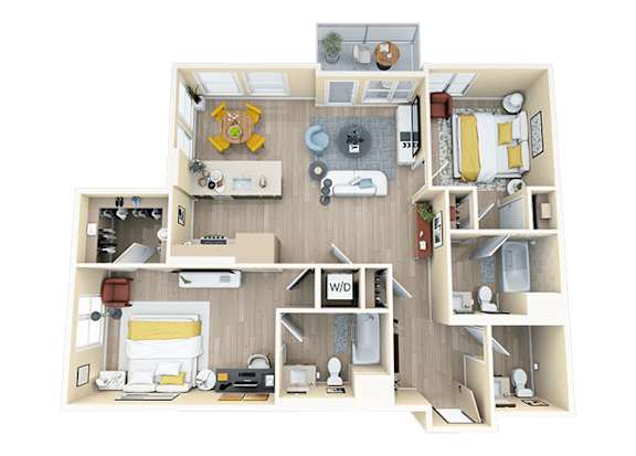 2 bed 2 bath C at Skyview Sunset Apartments, Los Angeles, CA