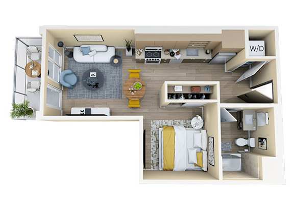 Studio 1 bath A at Skyview Sunset Apartments, Los Angeles