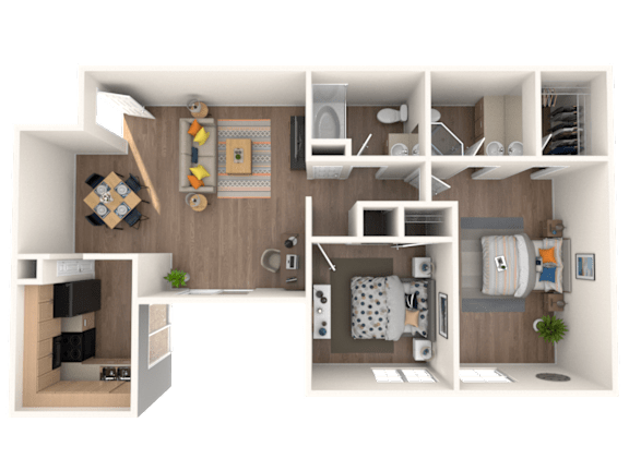 Pine Floor Plan at Verandas Apartments, West Covina, CA, 91791