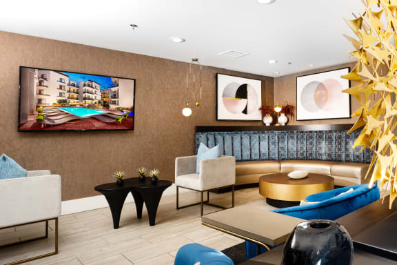 Decorated Lounge Area at The Preston Miracle Mile Apartments, Los Angeles, CA, California