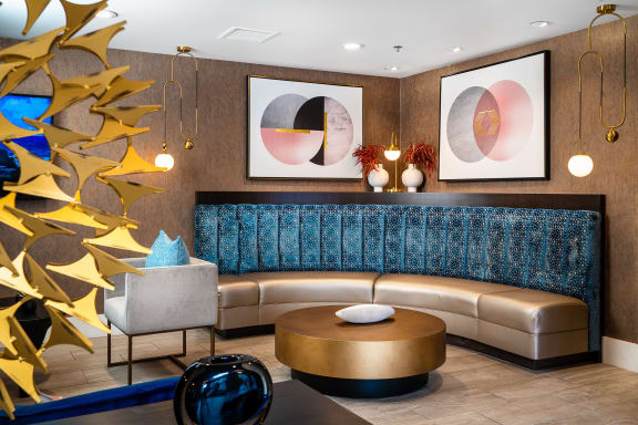 Relaxing Resident Lounge at The Preston Miracle Mile Apartments, Los Angeles, California