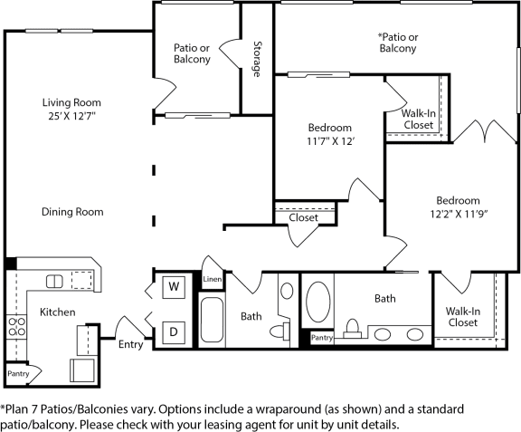 7b floor plan at The Promenade Rio Vista, San Diego, CA, 92108