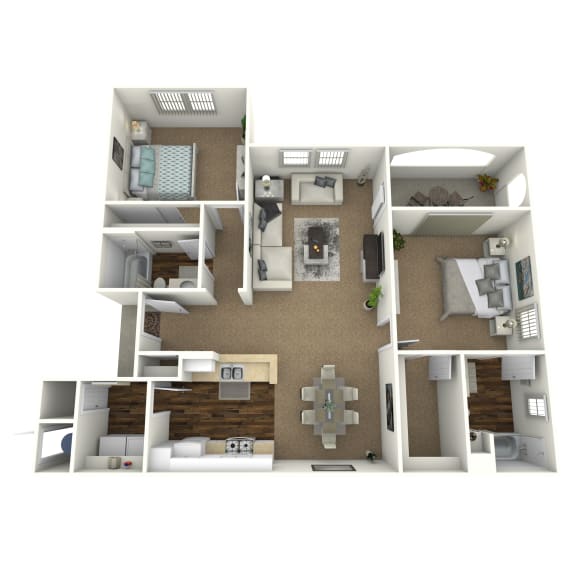 Sant Cruz floor plan image - 2 bed 2 bath - 1076 sqft