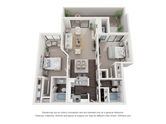 a stylized floor plan of a 1 bedroom192 sq ft house at Vaseo Apartments, Phoenix