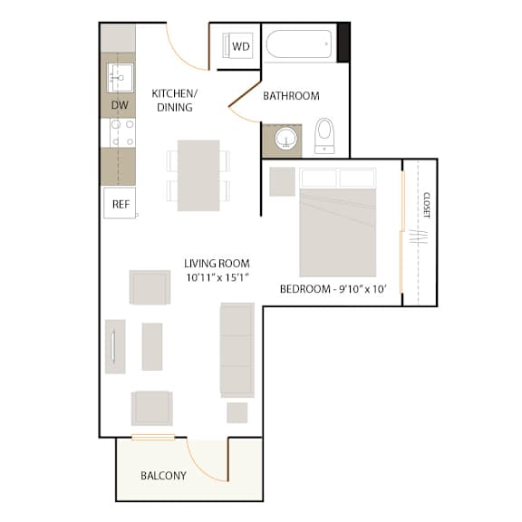 A1.1 floor plan - studio 1 bath
