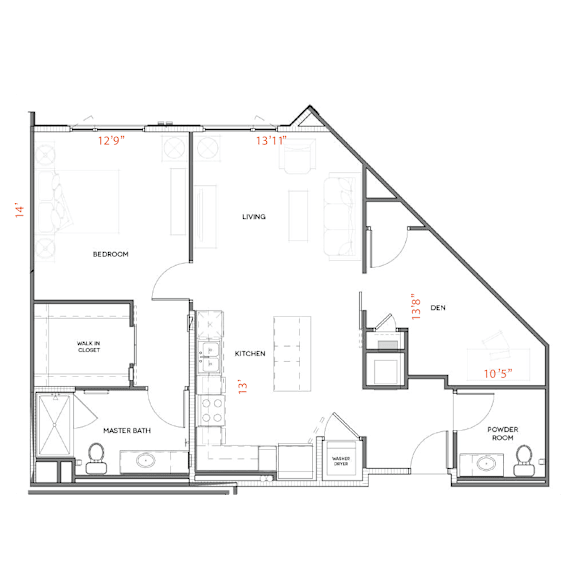 A7 Floor Plan at Urbana Apartments, California, 91910