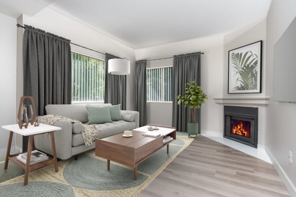 Living room with fireplace at Westlake Canyon, Thousand Oaks, CA