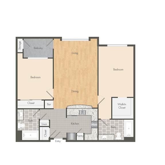 2 bed 2 bath at Woodley Sara Apartment, Van Nuys