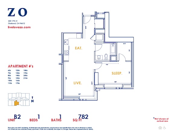 Apartment layout with a living room, kitchen, dining room, and bedrooms.