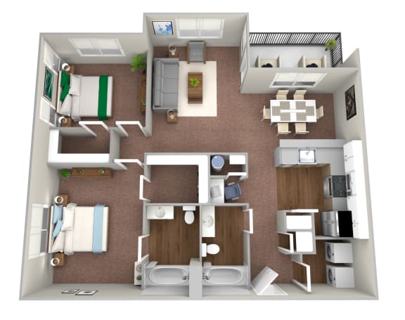 Floor Plan  this is a 3d floor plan of a 1 bedroom apartment at the biltmore apartments