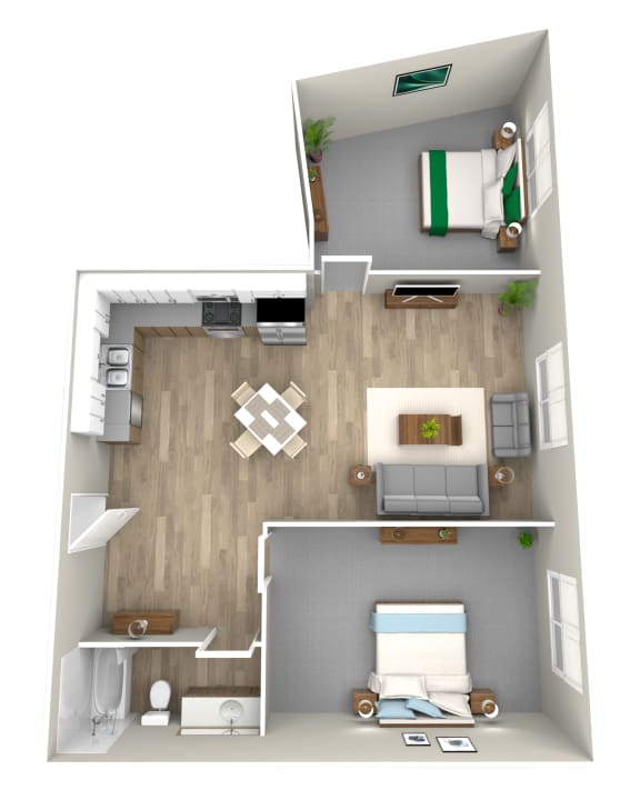 a floor plan of a 1 bedroom apartment at the historic electric building in fort worth, tx at Jefferson Yards, Washington
