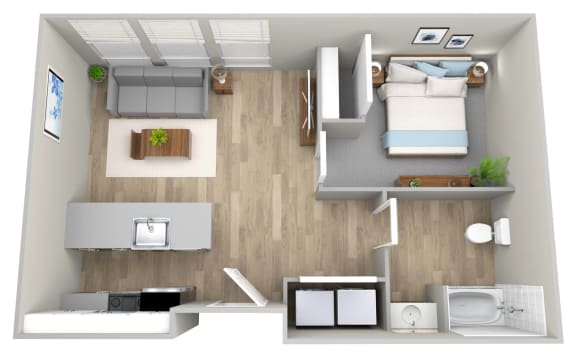 Floor Plan  a 1 bedroom floor plan | the mansions on the park t Napoleon Apartments, Tacoma Washington