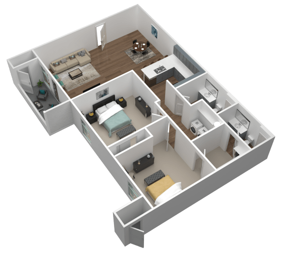 2 bed 2 bath 3d floor plan 2 bed 2 bath 3d floor plan at Gateway Apartments, Washington, 98802