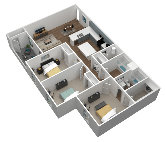 3 bed 2 bath 3d floor plan 3 bed 2 bath 3d floor plan at Gateway Apartments, East Wenatchee , WA 98802