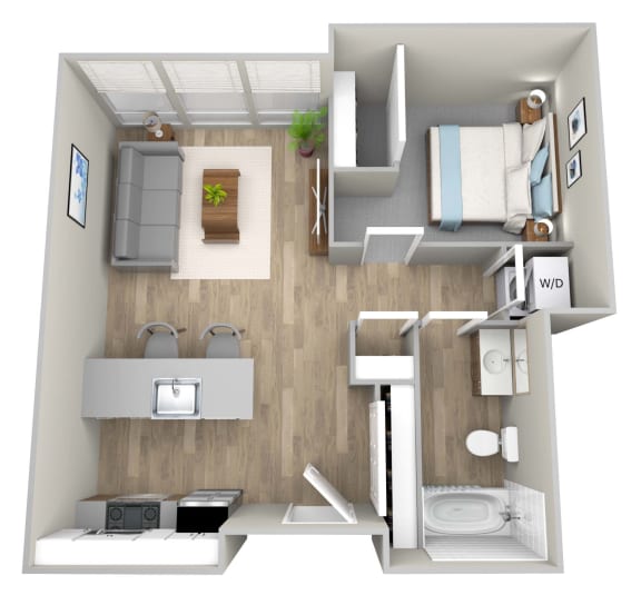 a floor plan of a 1 bedroom apartment at the residences at silver hill in suitland, at Napoleon Apartments, Tacoma, WA