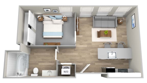 a floor plan of our studio apartment at university gardens in tempe, az at Napoleon Apartments, Tacoma, 98402