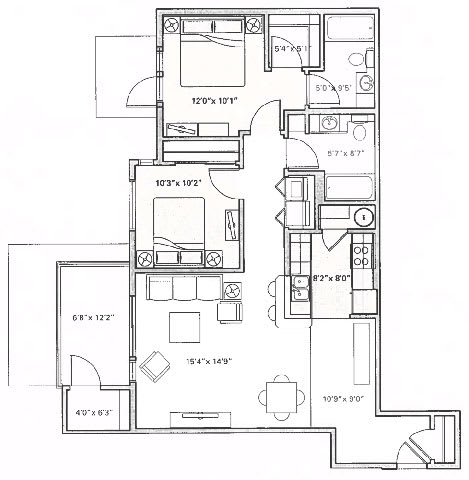 a blueprint of a floor plan of a house Mullan Reserve Apartments, Missoula, MT
