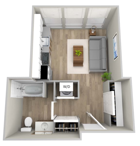 a floor plan of a 1 bedroom apartment at the residences at silver hill in suitland, at Napoleon Apartments, Washington, 98402