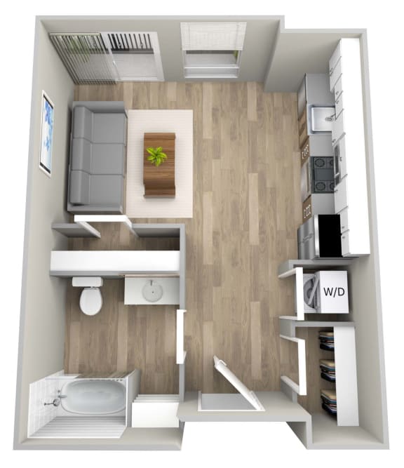 a floor plan of a 1 bedroom apartment at Napoleon Apartments, Tacoma, WA 98402
