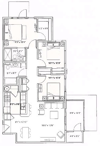 Floor Plan  a drawing of a floor plan of a house Mullan Reserve Apartments, Missoula, MT 59808