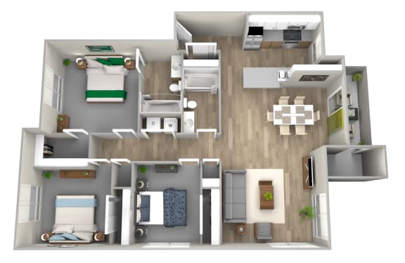3 Bedroom Floor Plan  at Rylee Ann Apartments, East Wenatchee