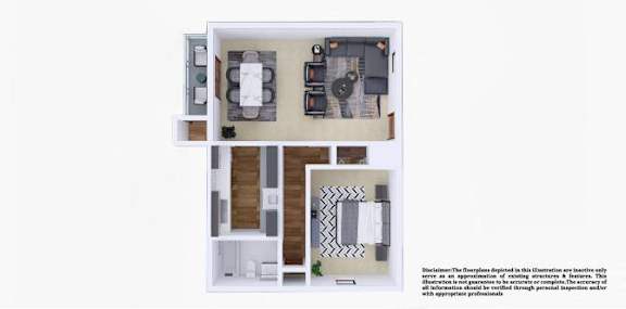 Floor Plan  1 Bedroom Floor Plan at Twin City Townhomes, Winston-Salem, NC 27127