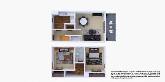 2 Bedroom Floor Plan at Twin City Townhomes, Winston-Salem, NC