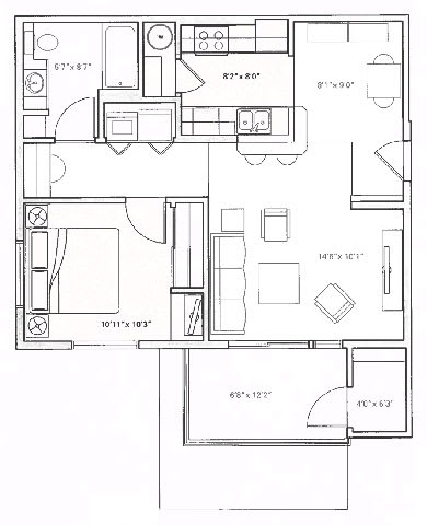 a floor plan of a house with a small footprint Mullan Reserve Apartments, Missoula, Montana