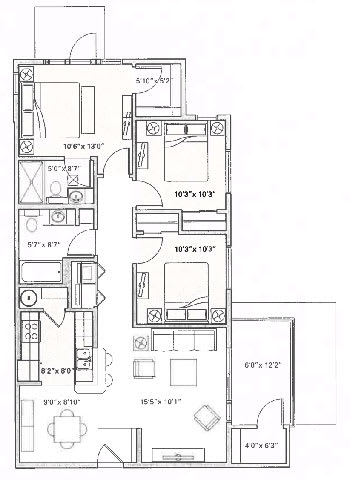 a drawing of a floor plan of a house Mullan Reserve Apartments, Missoula, Montana