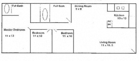 3 Bed 2 Bath Floor Plan at Cleo Apartments, Alabama, 35611