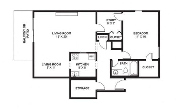 One Bed One Bath 990 Square Feet at The Bridges at Foxridge, Mission, 66202