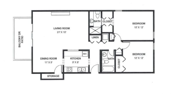 Two Bed Two Bath 1155 Square Feet at The Bridges at Foxridge, Mission, KS, 66202