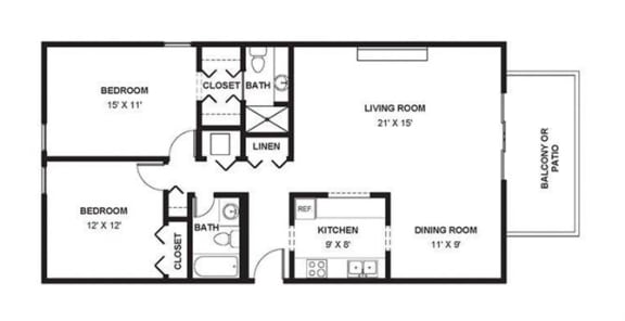 Two Bed Two Bath 1130 Square Feet at The Bridges at Foxridge, Kansas, 66202