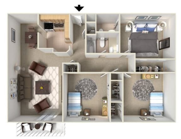 The Notre Dame The Notre Dame 3 Bed 2 Bath 1193 Square Feet at Lansing Riverwood, LLC, Lansing, Illinois