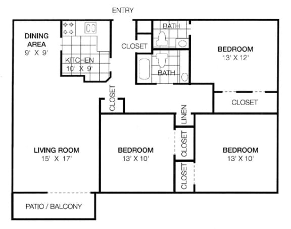 The Notre Dame The Notre Dame 3 Bed 2 Bath 1193 Square Feet at Lansing Riverwood, LLC, Lansing, IL, Illinois, 60438