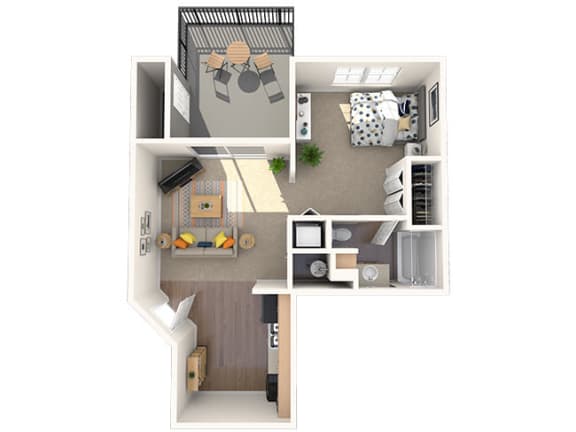 ALFRED Floor Plan at Coach House Apartments, Kansas City, MO, 64131