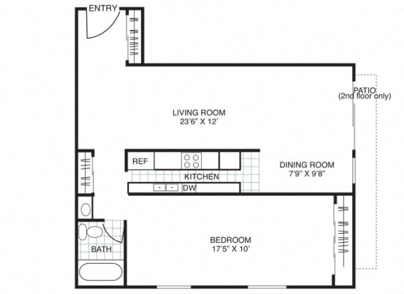 Residence 2 1Bed 1Bath at Three Crown Apartments, California
