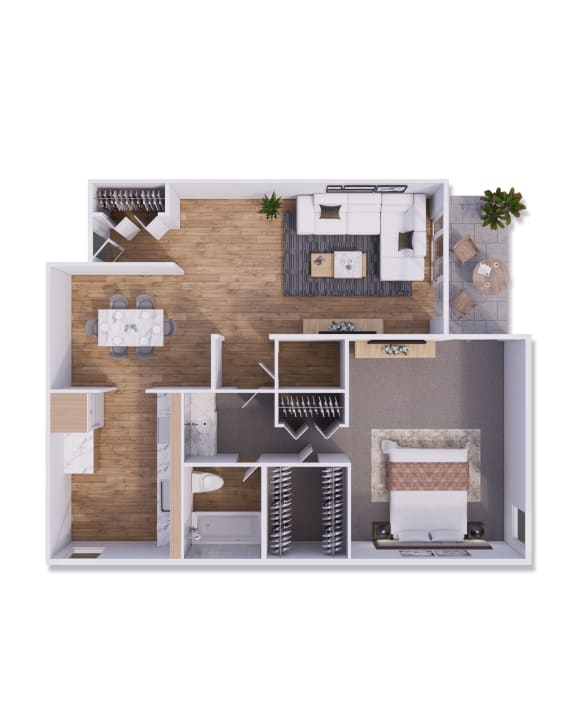 Floor Plan  1 bed 1 bath 833 square feet at Willow Creek, Missouri