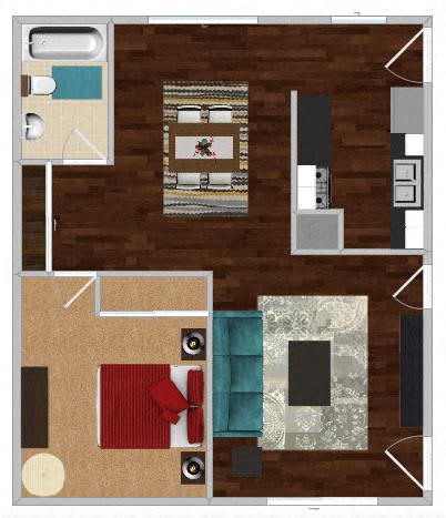 3D Floor Plan at Waldo Heights, Missouri, 64131