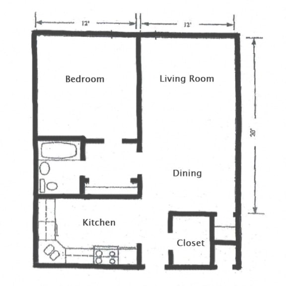Floor Plan at Waldo Heights, Kansas City
