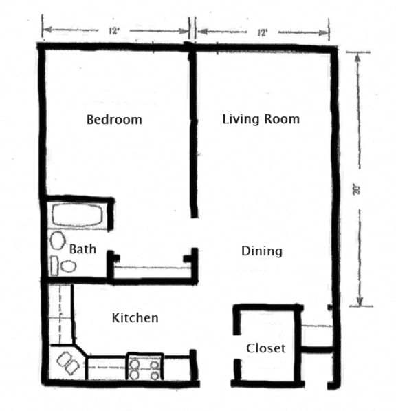Floor Plan at Waldo Heights, Kansas City, 64131