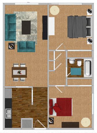 3D Floor Plan at Waldo Heights, Kansas City, MO, 64131