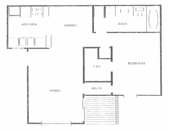 One Bedroom Medium 636 sqft