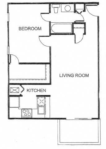 One Bedroom XL 745 sqft at Canyon Creek Apartments, Missouri, 64132