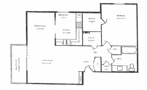 One Bedroom XXL 839 sqft at Canyon Creek Apartments, Kansas City, 64132