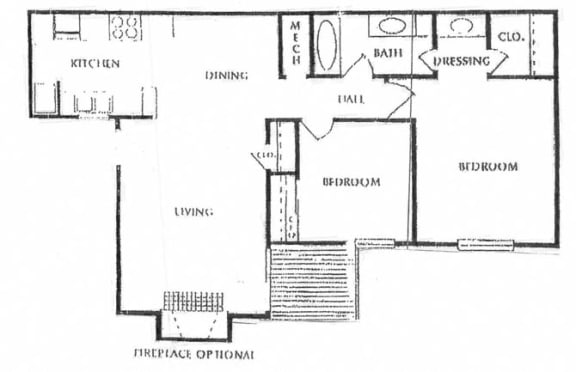 2x1 Medium 840 sqft at Canyon Creek Apartments, Kansas City