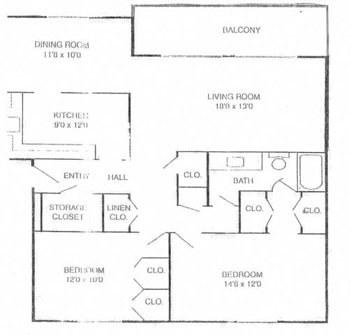2x1 XL 1183 sqft at Canyon Creek Apartments, Missouri