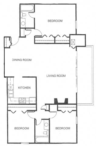 Floor Plan  a floor plan of a house with bedrooms and a living room