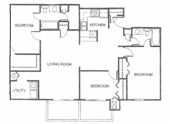 3x2 XL 1388 sqft at Canyon Creek Apartments, Kansas City, Missouri