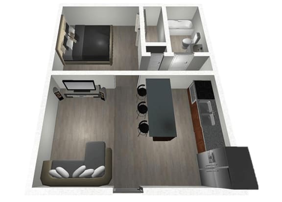 1 Bedroom JR Floor Plan at Raintree Apartments, Kansas, 66614